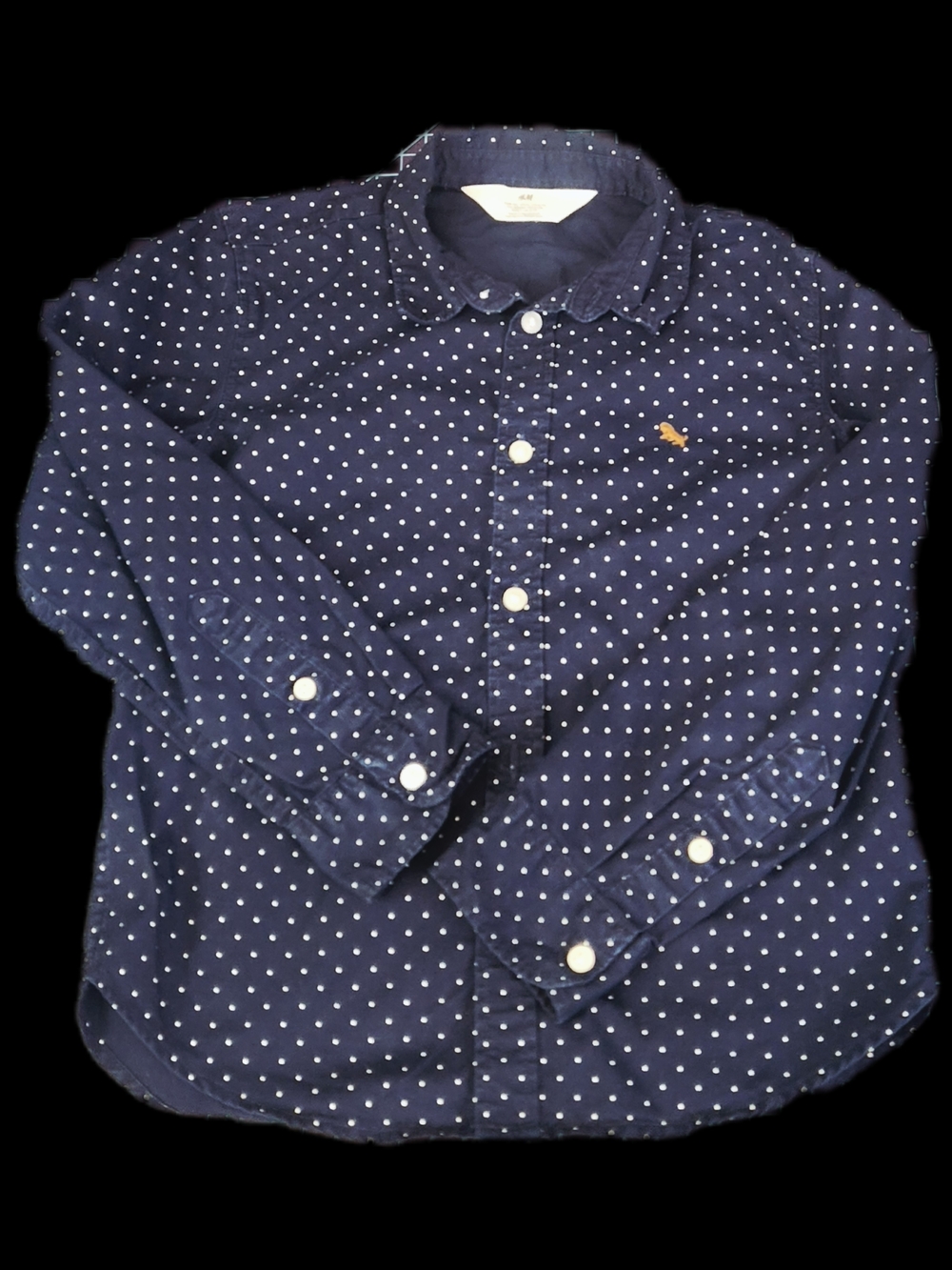 #KCB31 Boy's H&M Navy Blue Polka Dot Button-Down Shirt